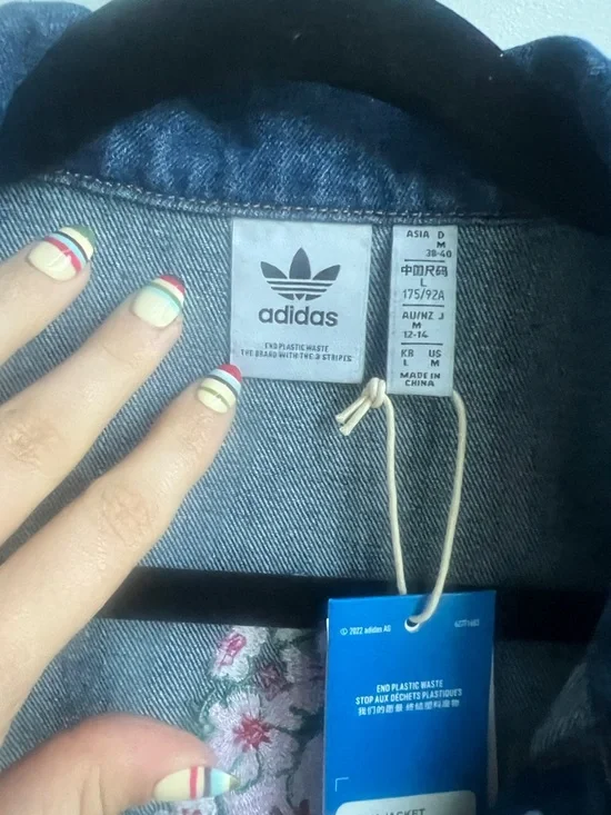 adidas Cherry Blossom Cropped Denim Jacket - Picture 8 of 9